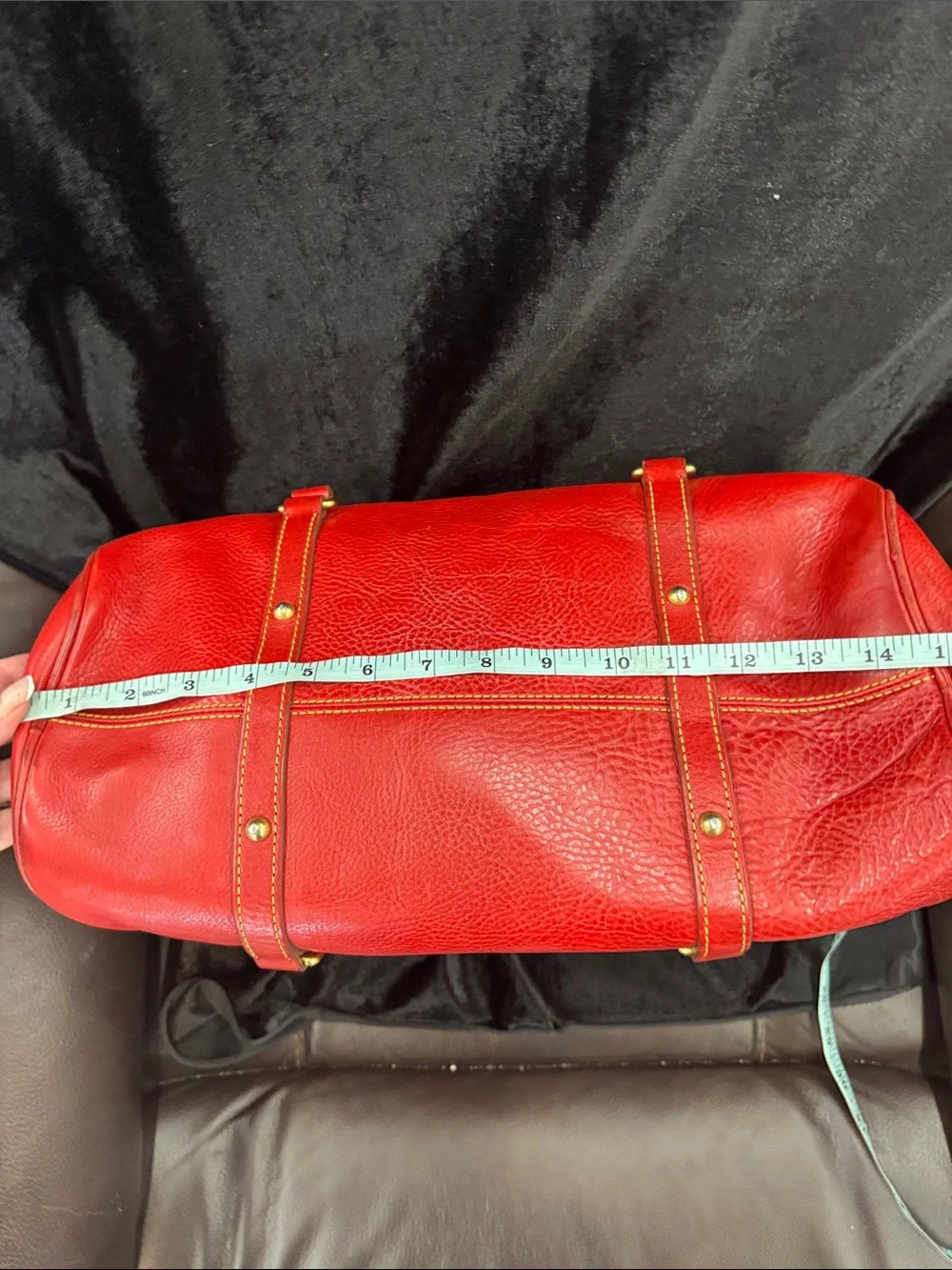 Dooney & Bourke Red Large Florentine Leather Satchel with Gold Hardware